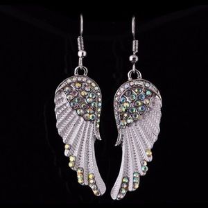 Crystal Encrusted White Angel Wing Earrings